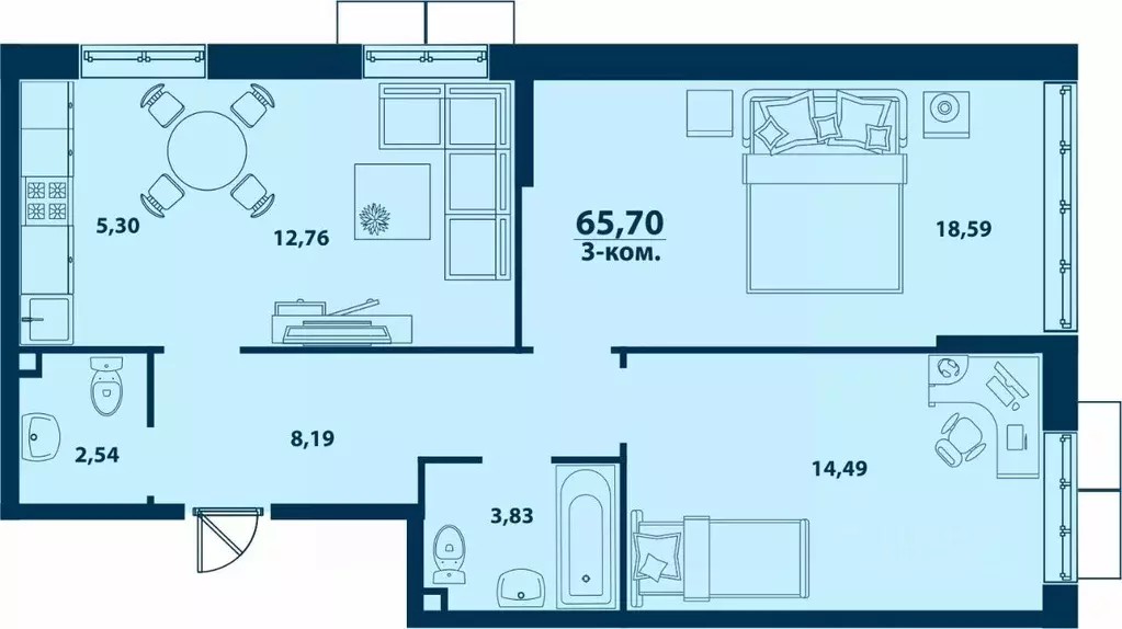 3-к кв. Башкортостан, Уфа ул. Ивана Спатара, 14 (65.7 м) - Фото 0