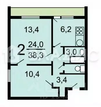 2-к кв. Москва Озерная ул., 25 (38.3 м) - Фото 2