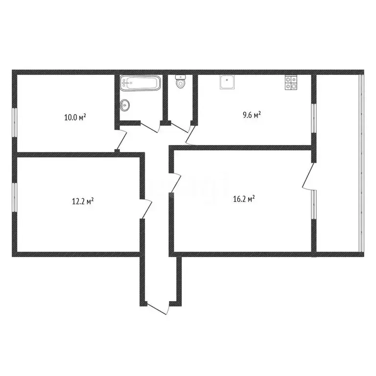 3-комнатная квартира: Черкесск, проспект Ленина, 6 (62.9 м) - Фото 2