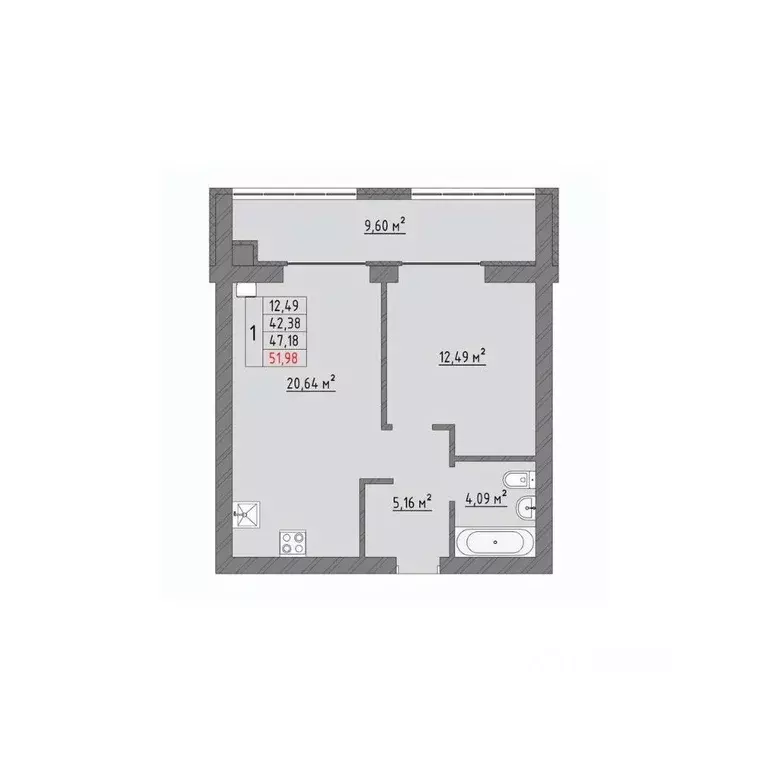 1-к кв. Ивановская область, Иваново Кооперативная ул., 3 (51.98 м) - Фото 0