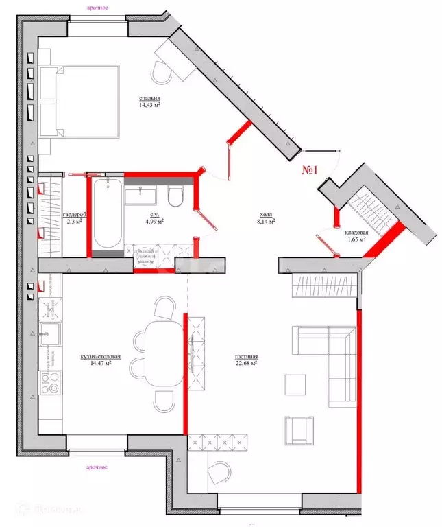 Продаётся 2-к квартира, 68.7 м - Фото 1