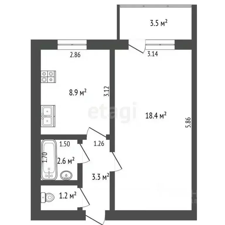 1-к кв. Самарская область, Самара Вольская ул., 48 (35.5 м) - Фото 2