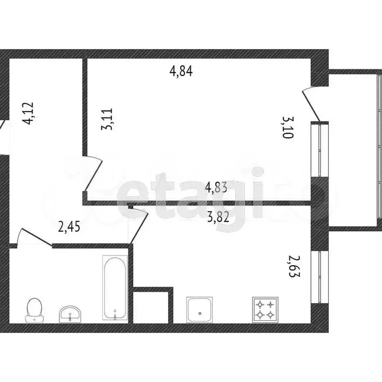 1-к. квартира, 43,5 м, 5/25 эт. - Фото 0