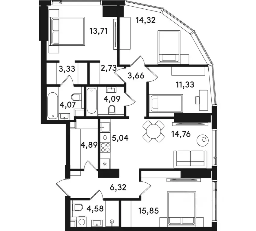 4-к кв. Москва ул. Сокольнический Вал, 2АС1 (108.68 м) - Фото 0