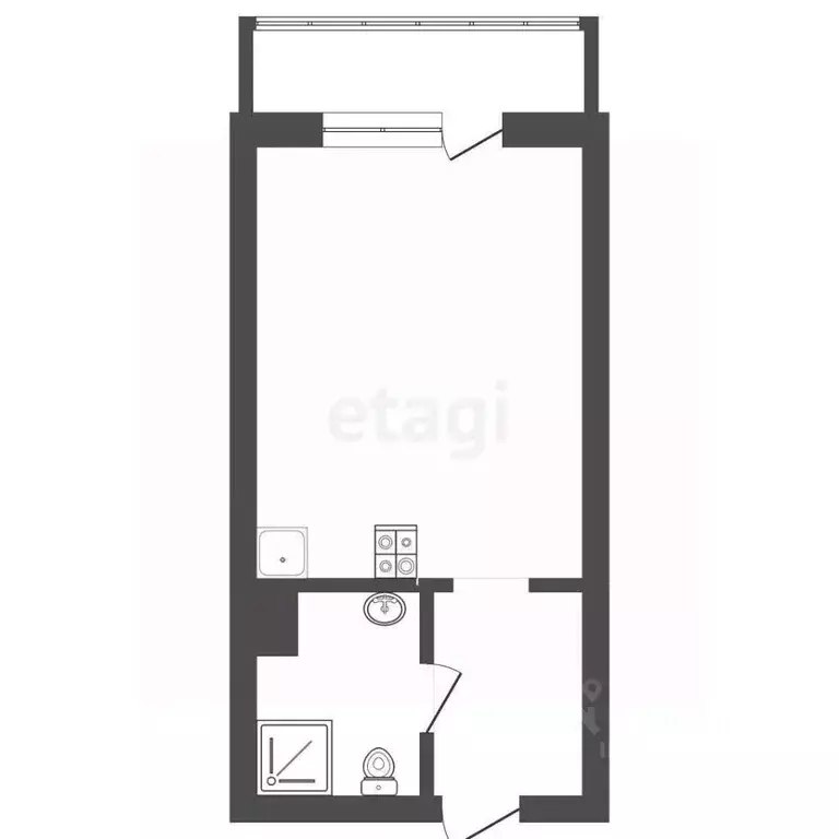 Студия Тюменская область, Тюмень Комбинатская ул., 54к2 (24.1 м) - Фото 1