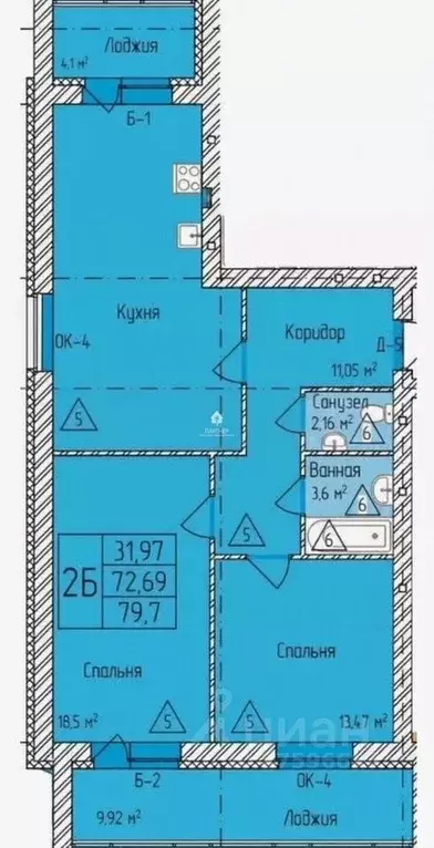 2-к кв. Владимирская область, Ковров ул. Горького, 1 (72.3 м) - Фото 2