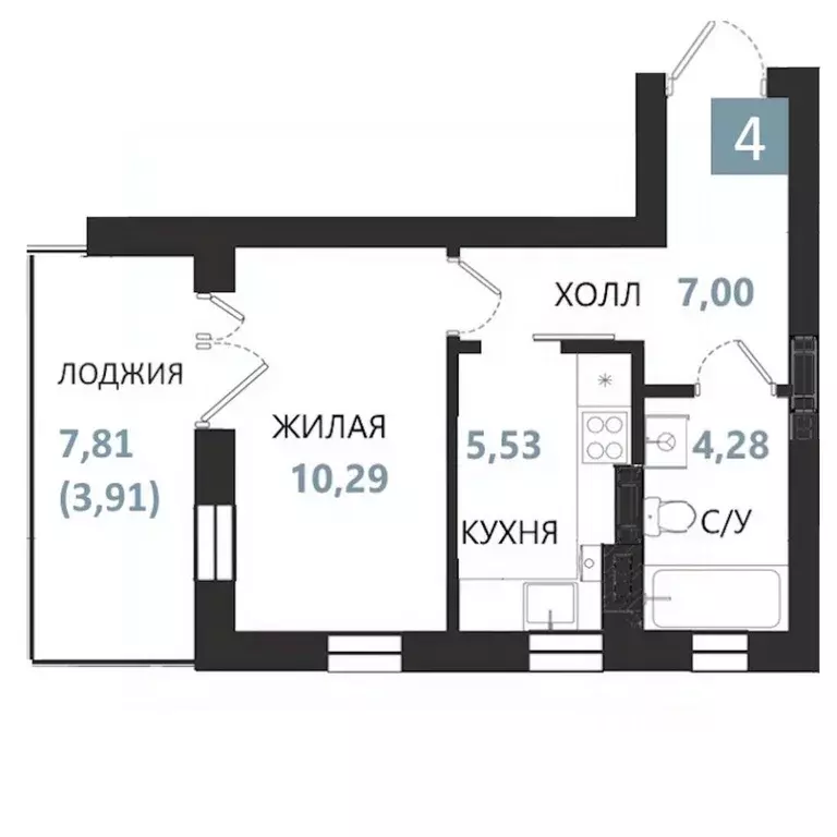 Студия Калининградская область, Светлогорск  (31.01 м) - Фото 0