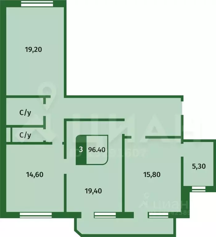 3-к кв. Тюменская область, Тюмень ул. Пермякова, 78к2 (96.2 м) - Фото 2