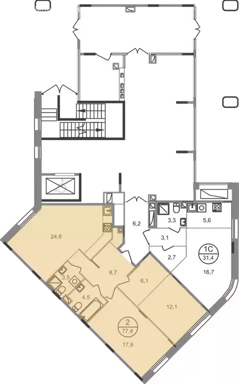 2-комнатная квартира: посёлок городского типа Заречье, жилой комплекс ... - Фото 2