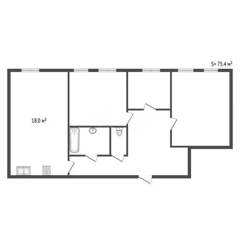 1к в 3-комнатной квартире (11 м) - Фото 1
