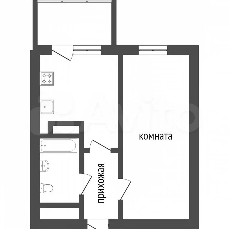 1-к. квартира, 29 м, 5/5 эт. - Фото 0