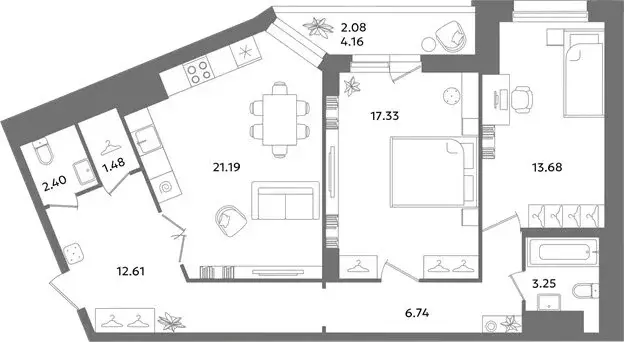2-комнатная квартира: Санкт-Петербург, улица Кустодиева, 7к1 (82.7 м) - Фото 1