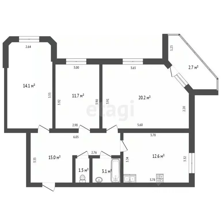 3-к кв. Башкортостан, Стерлитамак ул. Гоголя, 2Д (78.2 м) - Фото 2