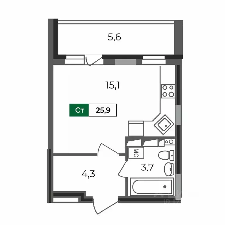 Студия Владимирская область, Владимир бул. Сталинградский, 5 (25.9 м) - Фото 0