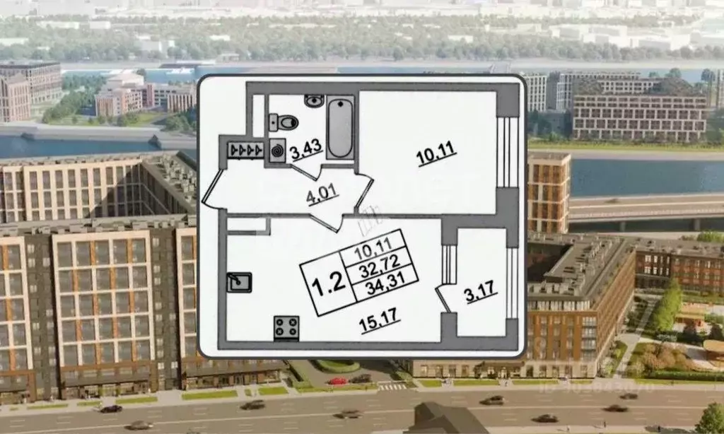 1-к кв. Санкт-Петербург Уральская ул., 25 (32.72 м) - Фото 0