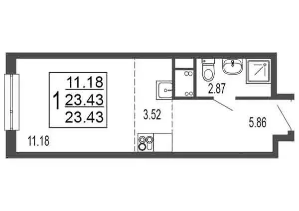 Квартира-студия: Лыткарино, 6-й микрорайон, 15Д (23.43 м) - Фото 1