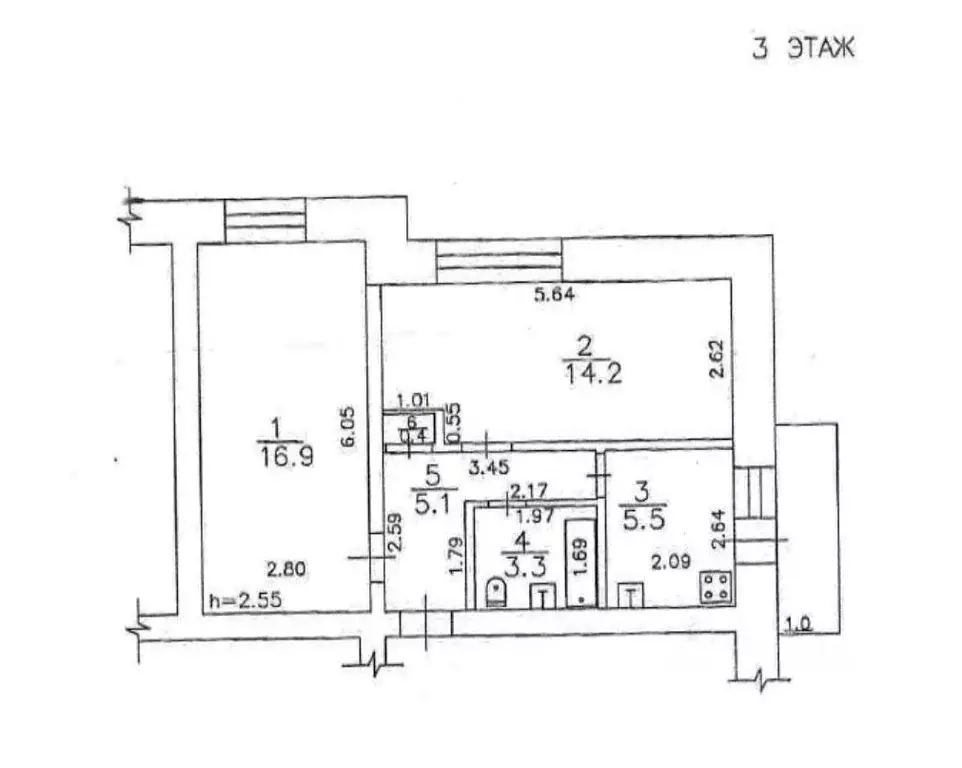 2-к кв. Кировская область, Киров ул. Опарина, 3 (46.0 м) - Фото 2