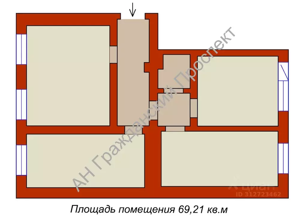 Офис в Санкт-Петербург Гражданский просп., 22 (70 м) - Фото 1