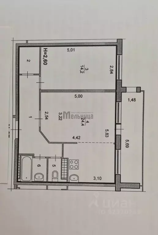 2-к кв. Волгоградская область, Волгоград ул. Таращанцев, 68а (54.5 м) - Фото 2