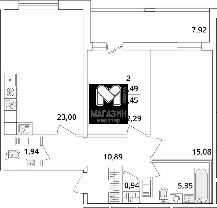 2-к кв. Санкт-Петербург Предпортовая тер.,  (73.45 м) - Фото 0