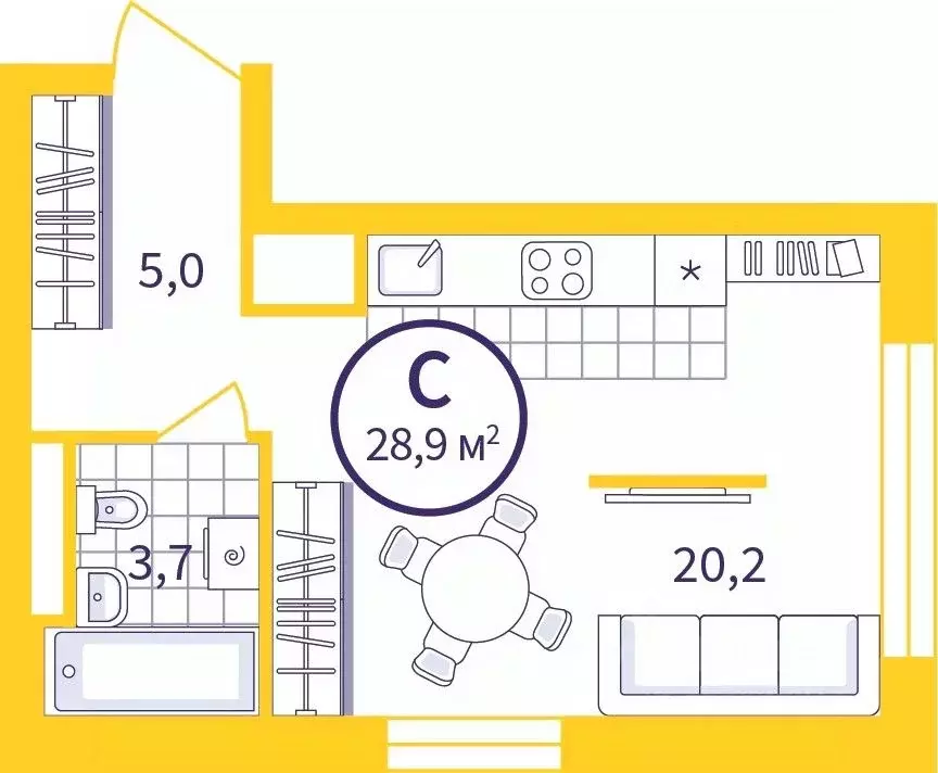 Студия Свердловская область, Екатеринбург ул. Щербакова, 76 (28.9 м) - Фото 1