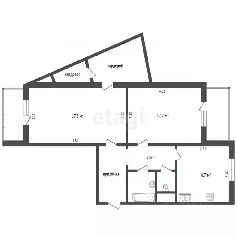 2-к кв. Белгородская область, Белгород Славянская ул., 7 (53.7 м) - Фото 2