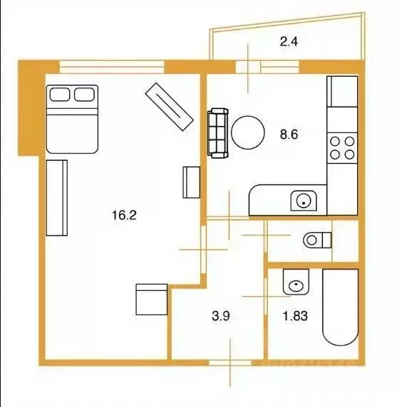 1-к кв. Санкт-Петербург Дунайский просп., 5к7 (32.9 м) - Фото 2