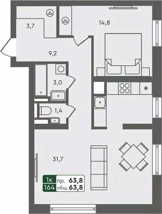 1-к кв. Курганская область, Курган Заозерный жилрайон, 6А мкр, 25/4 ... - Фото 0