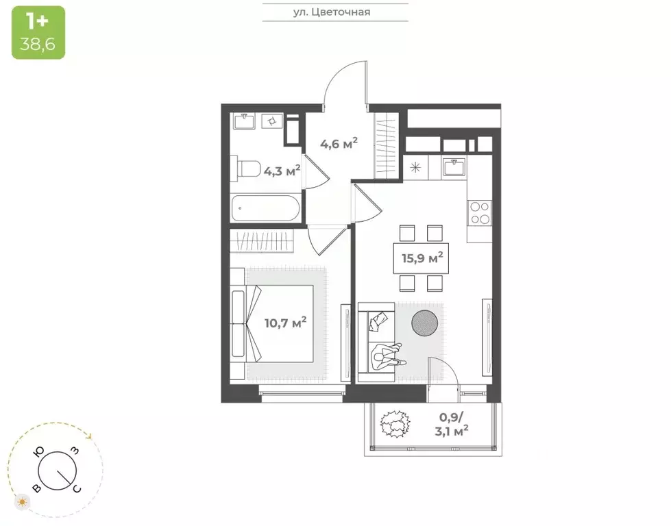 1-к кв. Тверская область, Тверь Соминка мкр,  (36.4 м) - Фото 1
