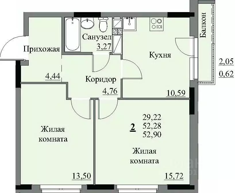 2-к кв. Удмуртия, Ижевск Автопроизводство жилрайон, 3-й мкр, Арден на ... - Фото 1