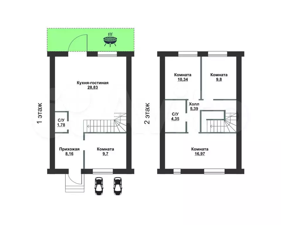 4-к. квартира, 106 м, 2/2 эт. - Фото 1