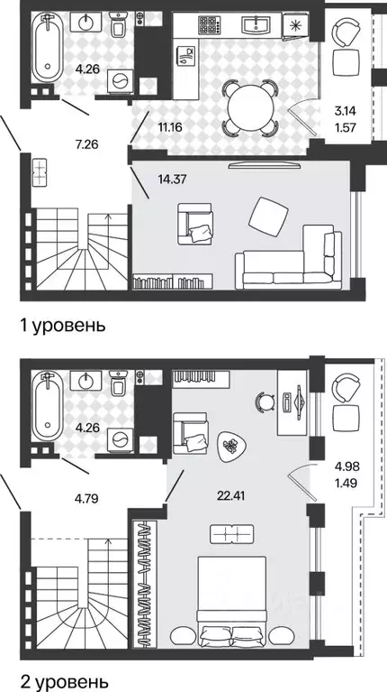 2-к кв. Калининградская область, Гурьевский муниципальный округ, пос. ... - Фото 1