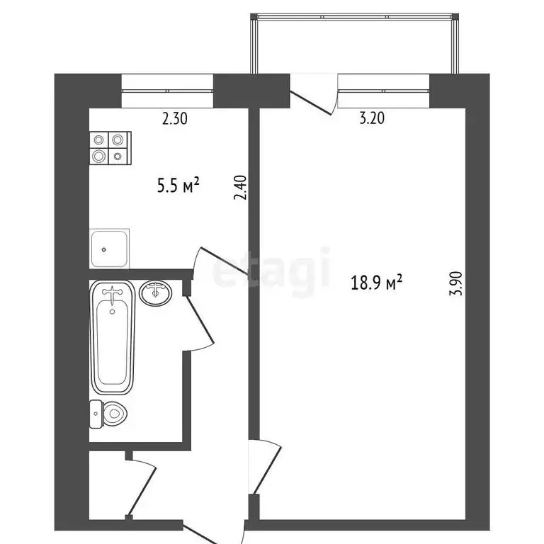 1-комнатная квартира: Тюмень, улица Республики, 94 (31.6 м) - Фото 1