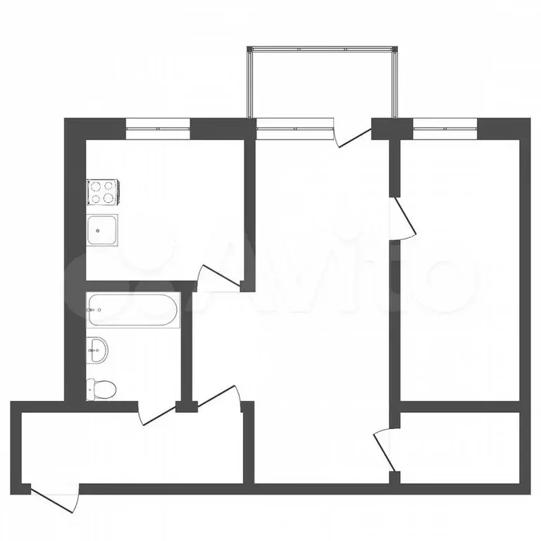 2-к. квартира, 45,5 м, 4/5 эт. - Фото 0