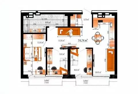 4-к кв. Приморский край, Владивосток ул. Гамарника (74.74 м) - Фото 1