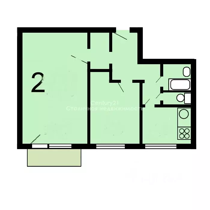 2-к кв. Москва ул. Архитектора Власова, 43 (44.2 м) - Фото 1