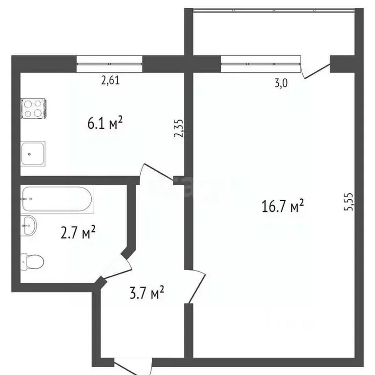 1-к кв. Севастополь ул. Маршала Геловани, 4 (29.6 м) - Фото 2