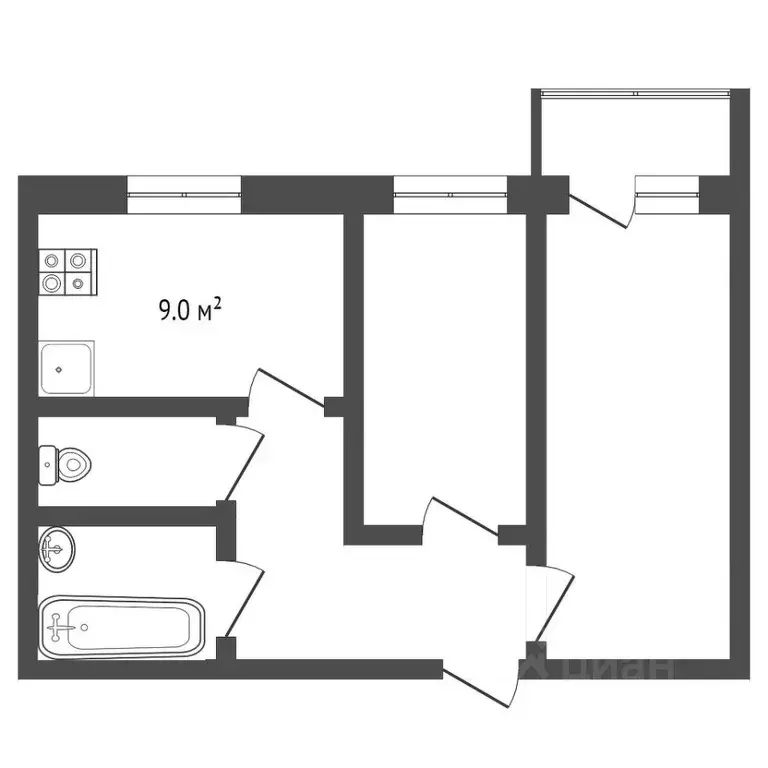 2-к кв. Татарстан, Казань ул. Гаврилова, 8а (53.2 м) - Фото 1