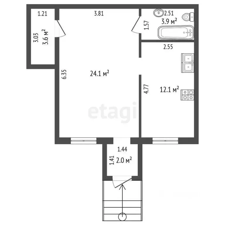 1-к кв. Ханты-Мансийский АО, Нягань Речная ул., 37 (46.1 м) - Фото 1