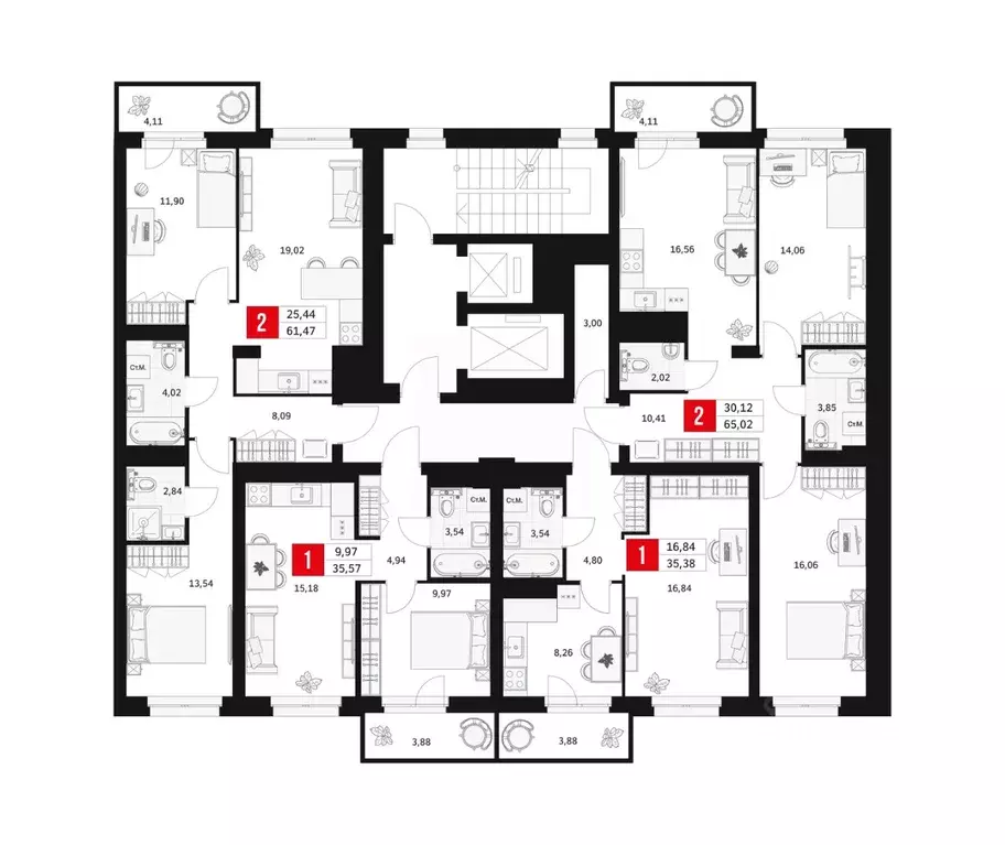 2-к кв. Башкортостан, Уфа ул. Большая Московская, 11 (61.47 м) - Фото 2