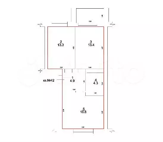 2-к. квартира, 52,5 м, 1/5 эт. - Фото 0