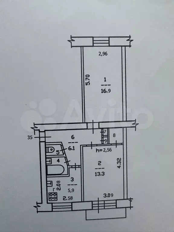 2-к. квартира, 47,7 м, 5/5 эт. - Фото 0