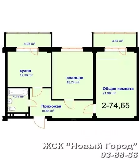 2-к кв. Дагестан, Махачкала ул. Шелковая, 12 (74.0 м) - Фото 0