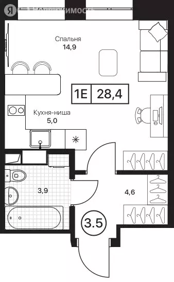 Квартира-студия: Пушкино, ЖК Пушкино Град (28.2 м) - Фото 1