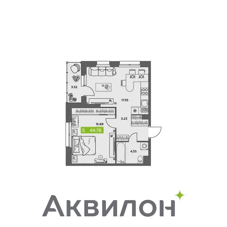 1-комнатная квартира: Северодвинск, Трудовой переулок (44.78 м) - Фото 0