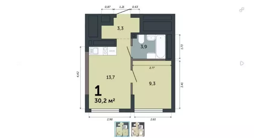 1-комнатная квартира: Екатеринбург, улица Бакинских Комиссаров, 33А/4 ... - Фото 0