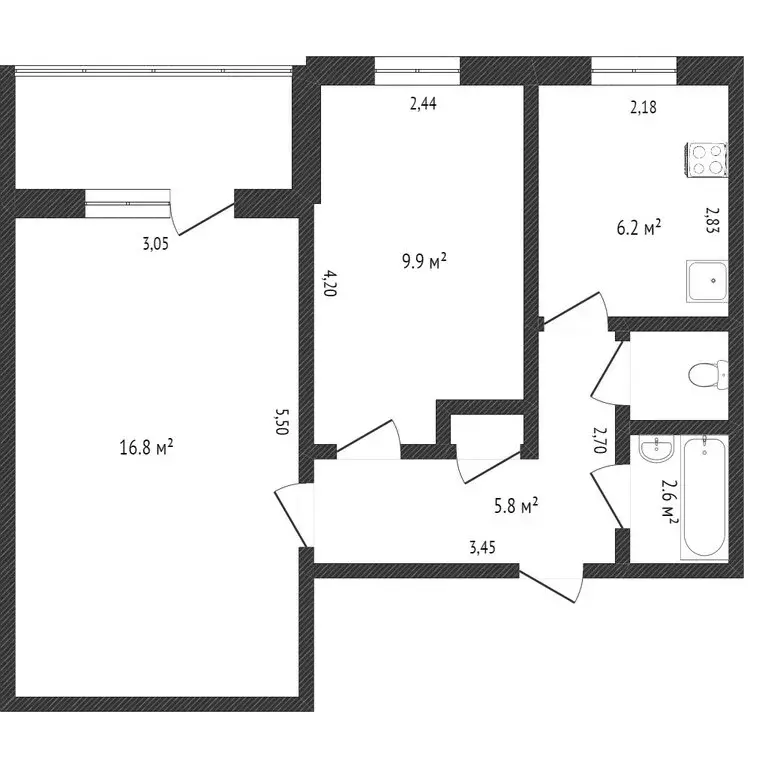 2-комнатная квартира: Кемерово, проспект Ленина, 146 (44 м) - Фото 0