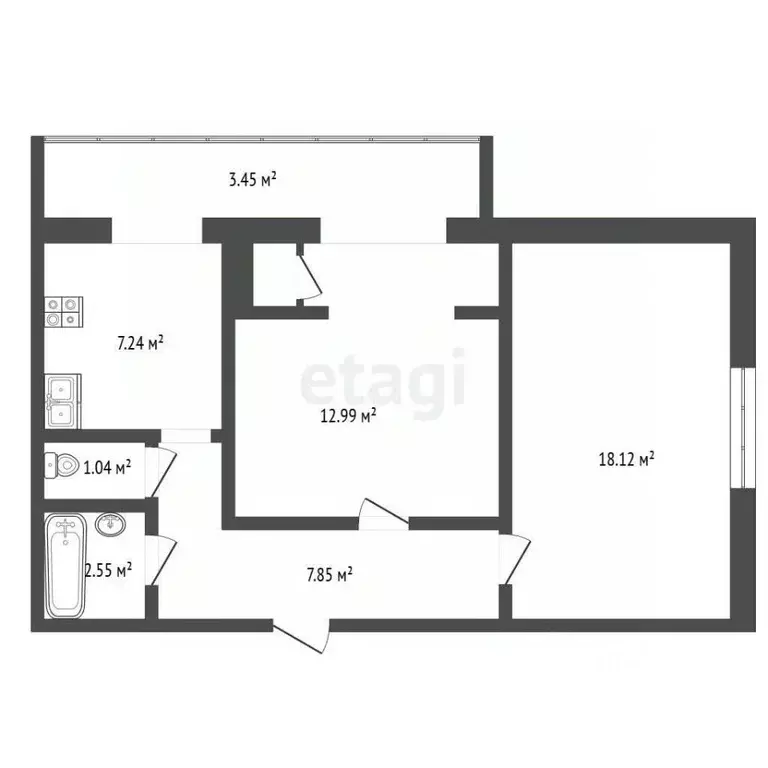 2-к кв. Севастополь ул. Павла Корчагина, 28 (55.0 м) - Фото 2