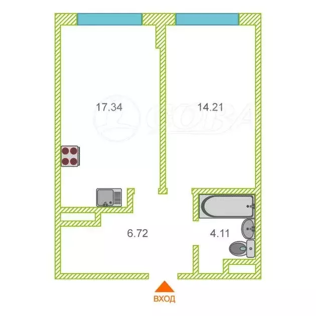 1-комнатная квартира: Тюмень, улица Московский Тракт, 83к6 (44 м) - Фото 1