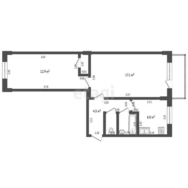 2-комнатная квартира: Юрга, улица Павлова, 16 (44.6 м) - Фото 0
